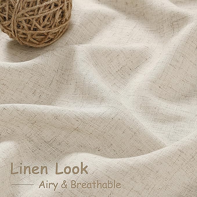 Boho Linen 112 Inch Curtains for Living Room Light Filtering Semi Sheer Curtain - Image 4