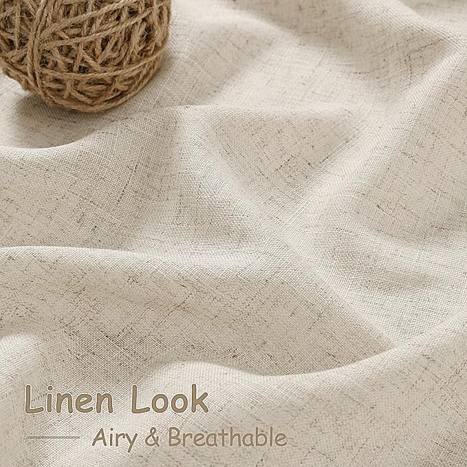 Boho Linen Curtains for Living Room 105 Inches Long Light Filtering Semi Sheer - Image 4