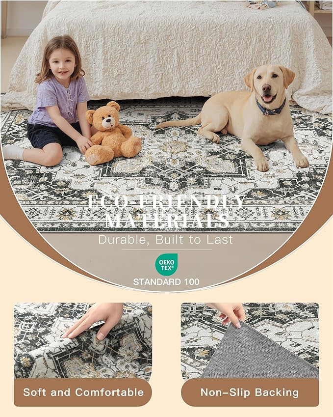 Madane Hallway Rug 3x10, Kitchen Rugs Washable Entryway Rug Vintage Kitchen - Image 5