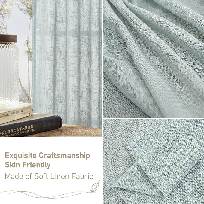 LAMIT Greyish Blue Linen Curtains 45 Inches Long - Image 6