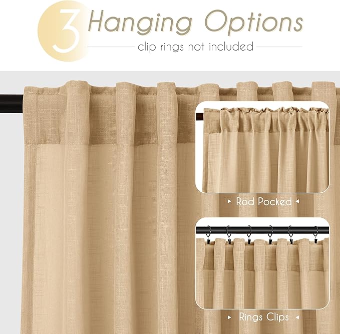 Tan Linen Curtains 84 inches Long - Image 2