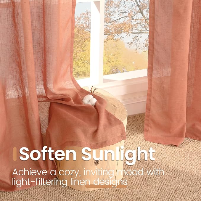 BGment Boho Terracotta Linen Curtains - Image 5