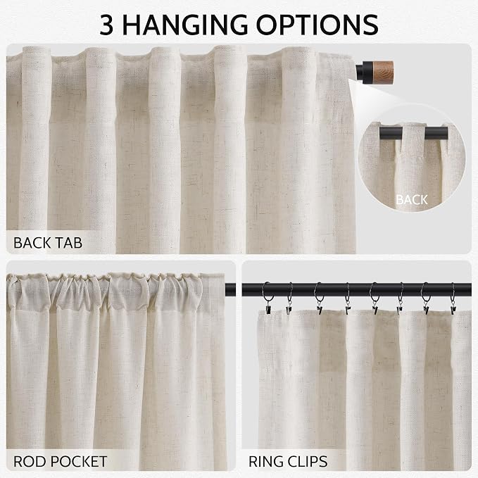 Nanspring Pearl White Linen Curtains - Image 2