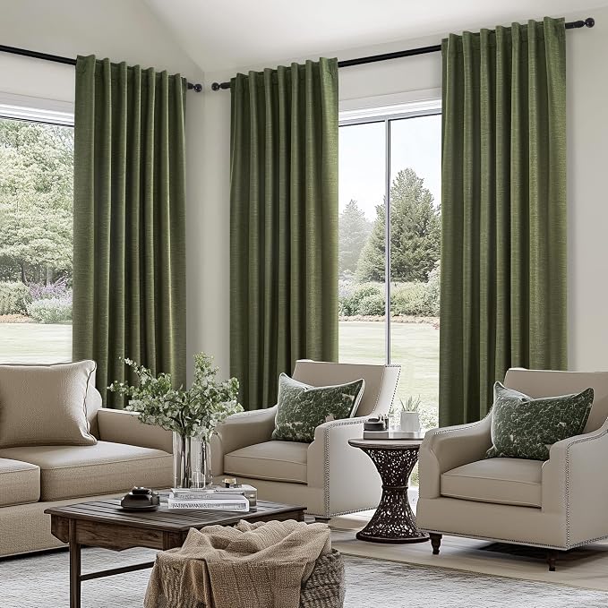 Topfinel 90 Inch Long Linen Blackout Curtains 2 Panels Set, Back Tab Pinch - Image 4