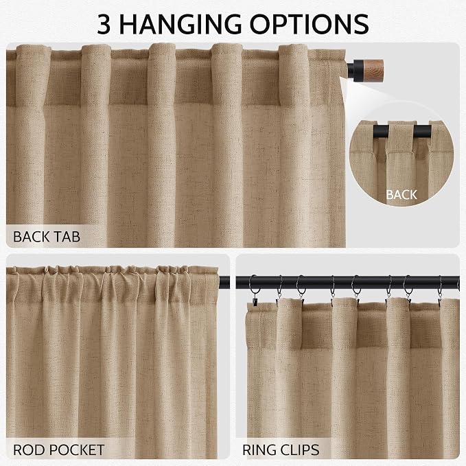 Nanspring Sand Beige Curtains 108 Inches Long - Image 2