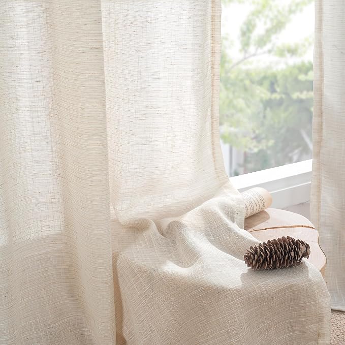 BGment Oatmeal Linen Curtains 63 Inches Long - Image 8