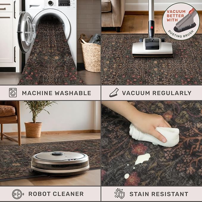 Dark Brown Washable 2x6 Runner Rugs - Image 4