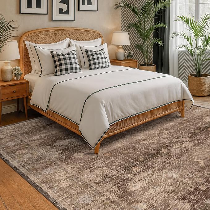 Hazo Haus Boho Brown Living Room Rug 7x9 - Image 2