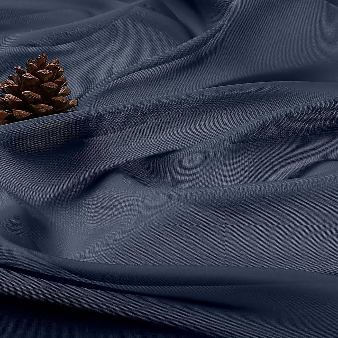 OWENIE Navy Blue Sheer Curtain 90 Inches Long 2 Panels Set, Solid Filmy Drapes - Image 7
