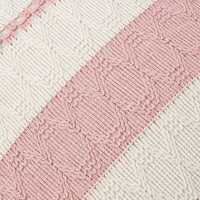 Fancy Homi Set of 1 Boho Pink Big Decorative Throw Pillow Cover 24x24 Inch - Image 4