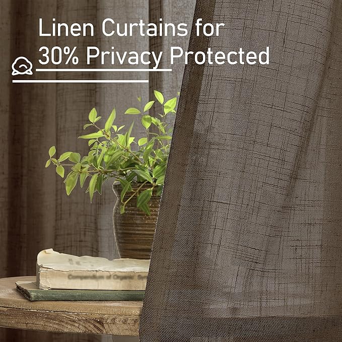 LAMIT Dark Brown 72 inch Linen Curtains - Image 5