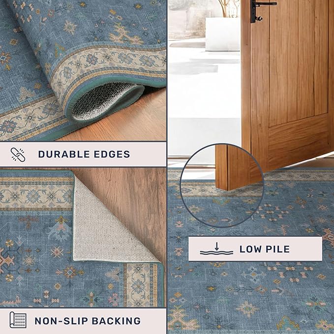 Light Blue 2x7 Washable Kitchen Runner - Image 5