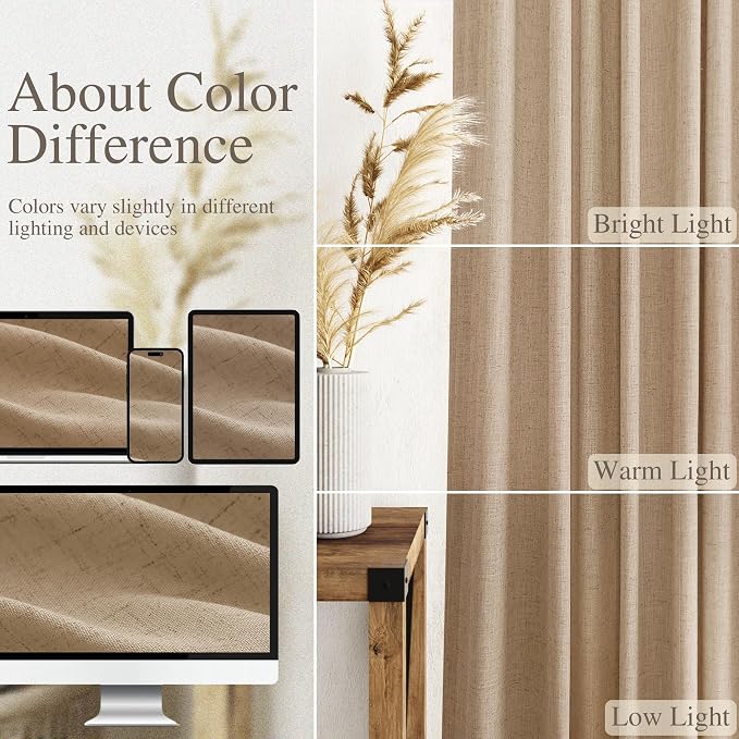 Nanspring Sand Beige Curtains 96 Inches Long - Image 3