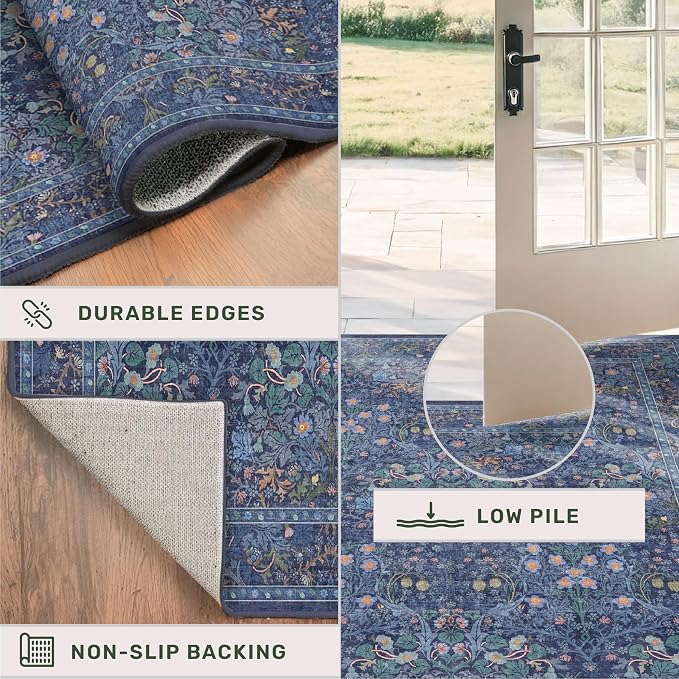 Hazo Haus Boho 8x12 Washable Dark Blue Rug - Image 5