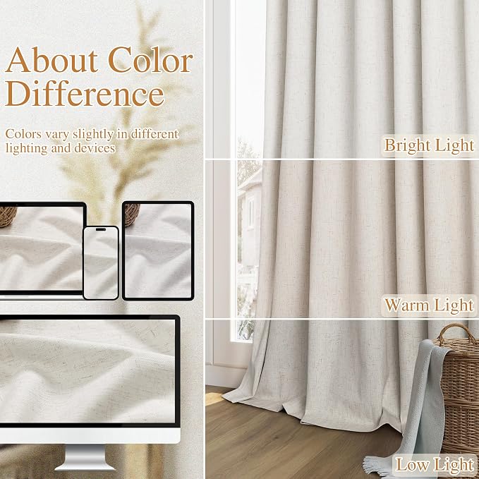 Guken 11 FT Extra Long Boho 100% Blackout Curtains 132 Inch Length 2 Panels Set - Image 7