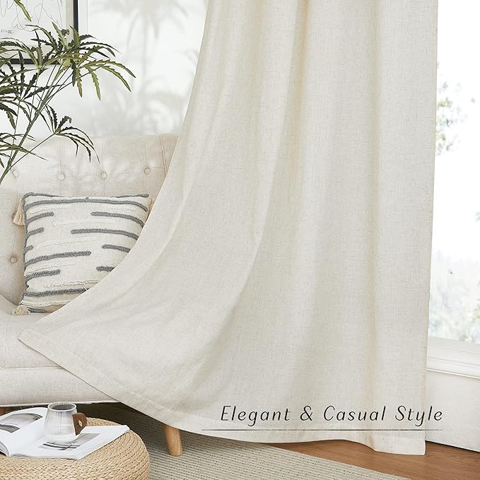 NICETOWN Thick Linen Blend Curtains Flax Textured - Image 6