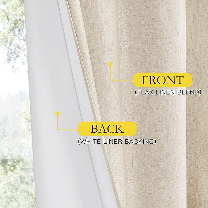 NICETOWN 100% Blackout Linen Texture Curtains 70" Long, Thermal Insulated Full - Image 5
