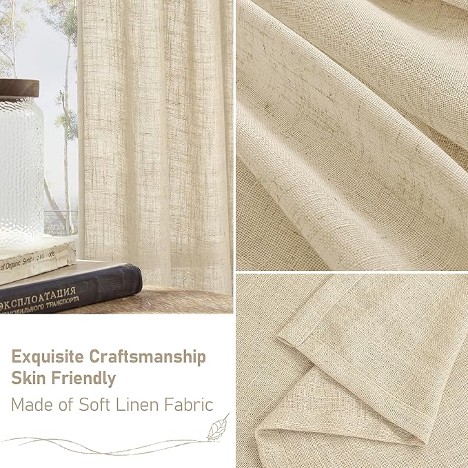 LAMIT Semi Sheer Linen Curtains 72 inches Long - Image 6