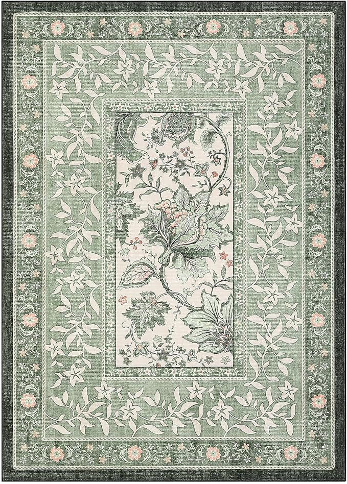 GarveeHome Provence Sage Green 6x9 Area Rugs, Botanical Grove Vintage - Image 4