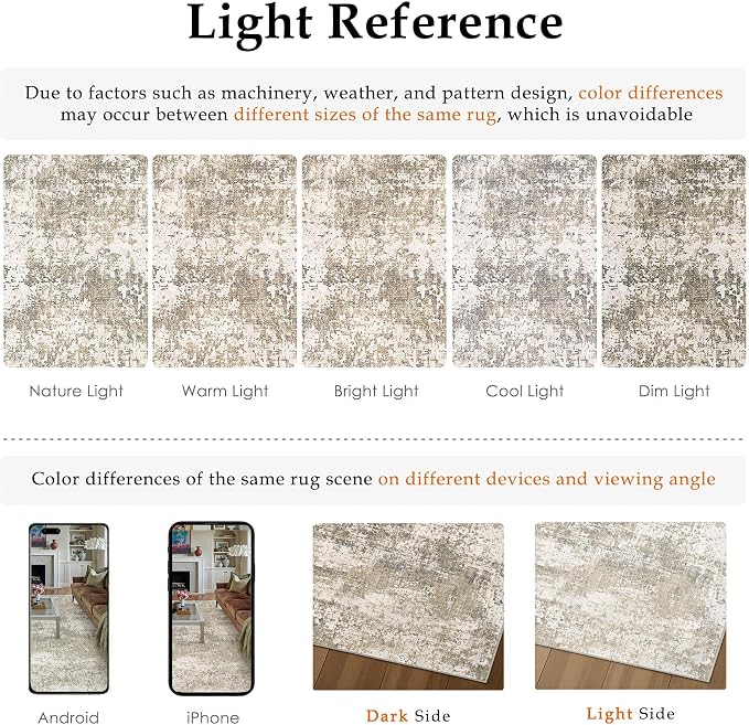 PureCozy Runner Rug 2x8 Beige Machine Washable Modern Abstract Hallway Carpet - Image 6