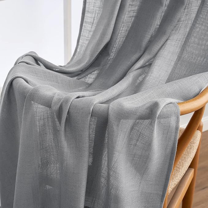 MIULEE Grey Linen Curtains 90 Inch Long - Image 6