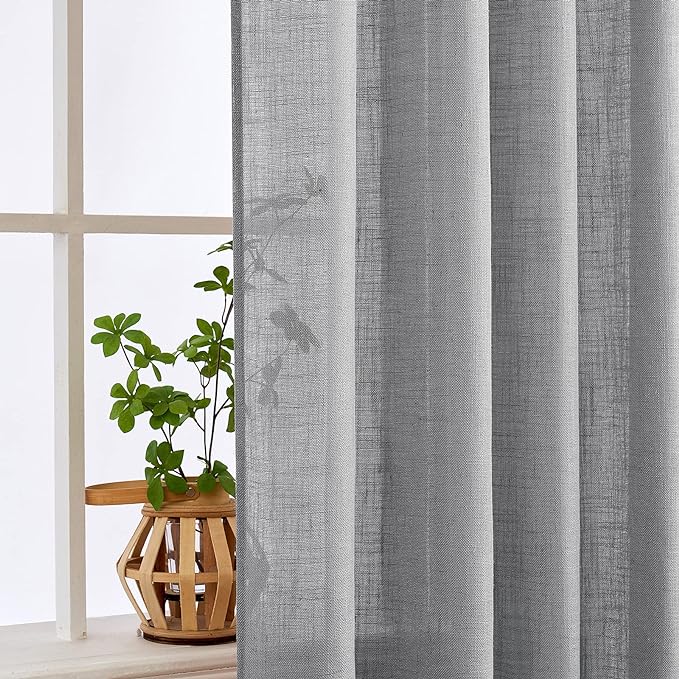 MIULEE Grey Linen Curtains 84 Inch Length - Image 5