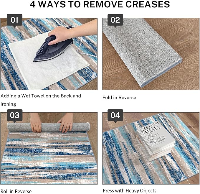 Lansny Small Abstract Area Rug, Entryway Rug Washable Door Mat Indoor Entrance - Image 4