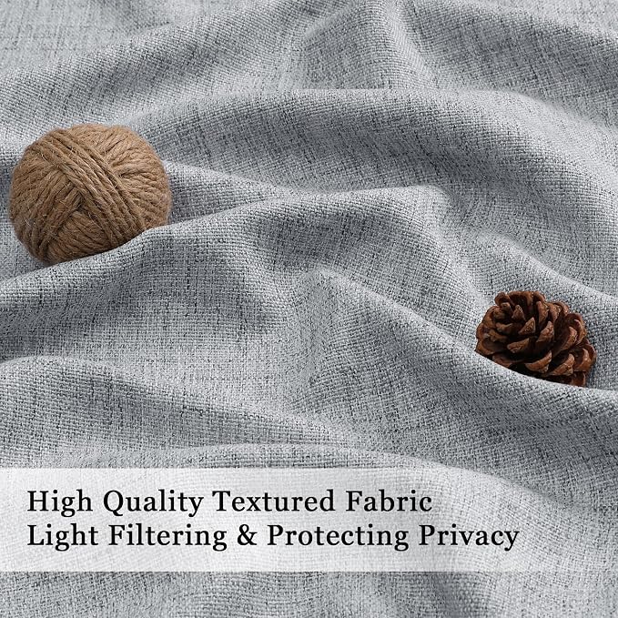 OWENIE Grey Valances for Windows 1 Pcs 20 Inch Length, Light Filtering Textured - Image 2