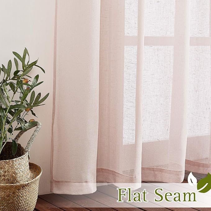 NICETOWN Flax Natural Blend Semi Sheer Curtains 72" L - Image 7