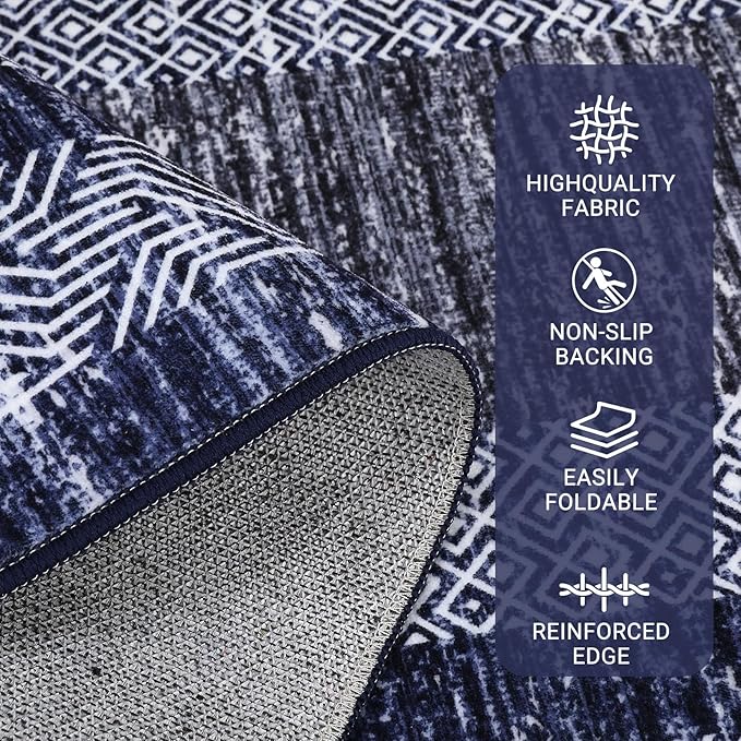 GarveeHome Modern Geometric Area Rug 4x6 Distressed Bordered Washable Non Slip - Image 2