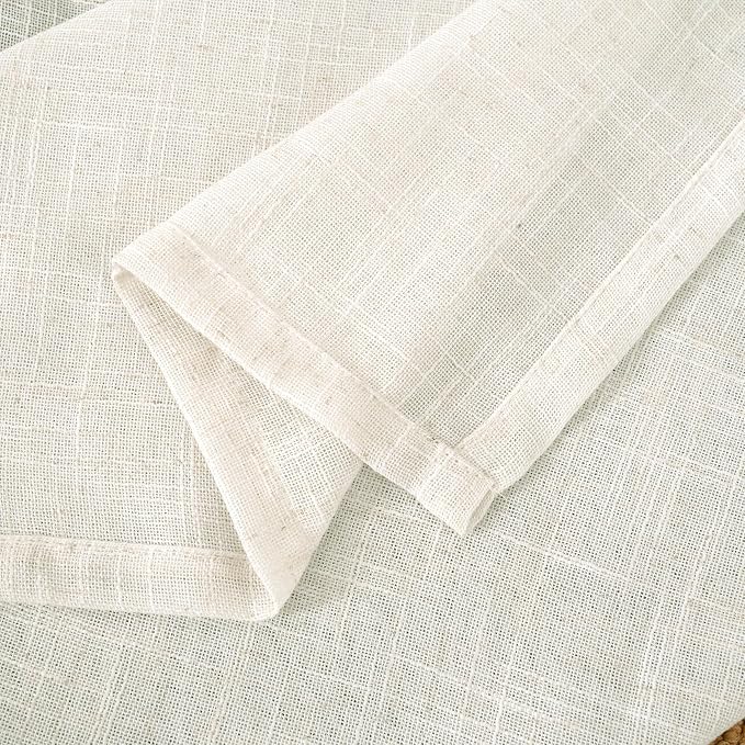 LAMIT Cream Linen Kitchen Curtains 30 Inch Length, Semi Sheer Light Filtering - Image 9