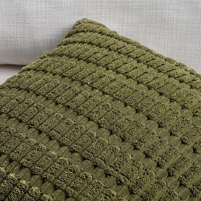 Fancy Homi 4 Packs Boho Moss Green Decorative Throw Pillow Covers 24x24 Inch - Image 4