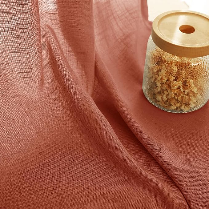 90 inch Linen Terracotta Curtains 2 Panels - Image 3