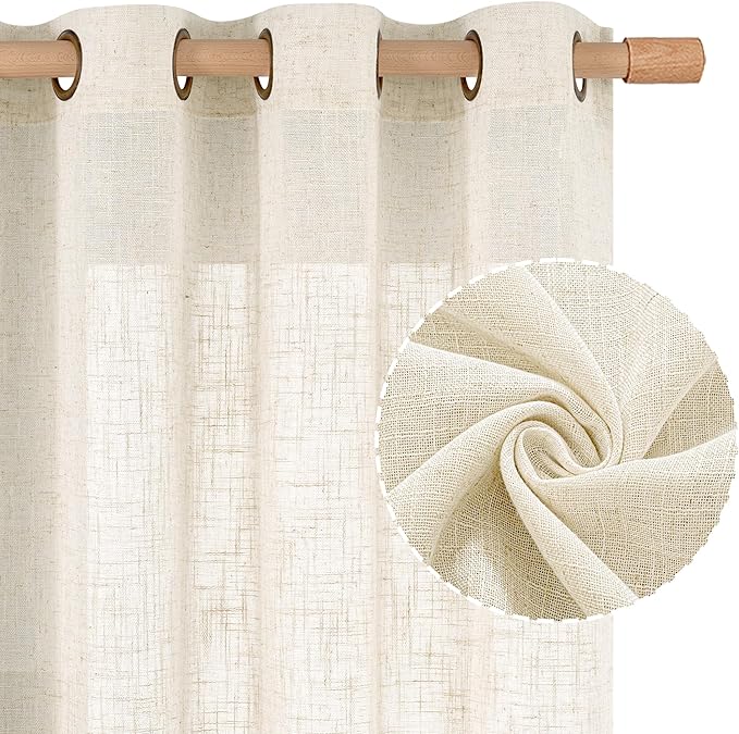 LAMIT Natural Cream Ivory Long Linen Curtains by LAMIT