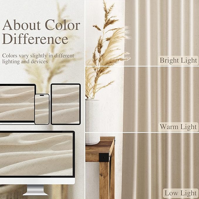 Nanspring Birch Beige Curtains 90 Inches Long - Image 3