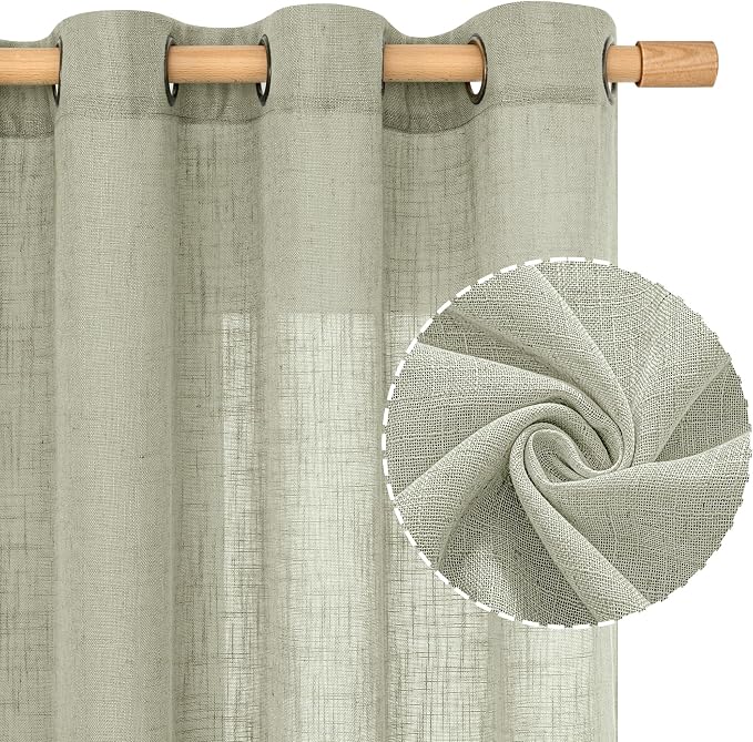 LAMIT Linen Curtains 63 inch Length 2 Panels - Image 2