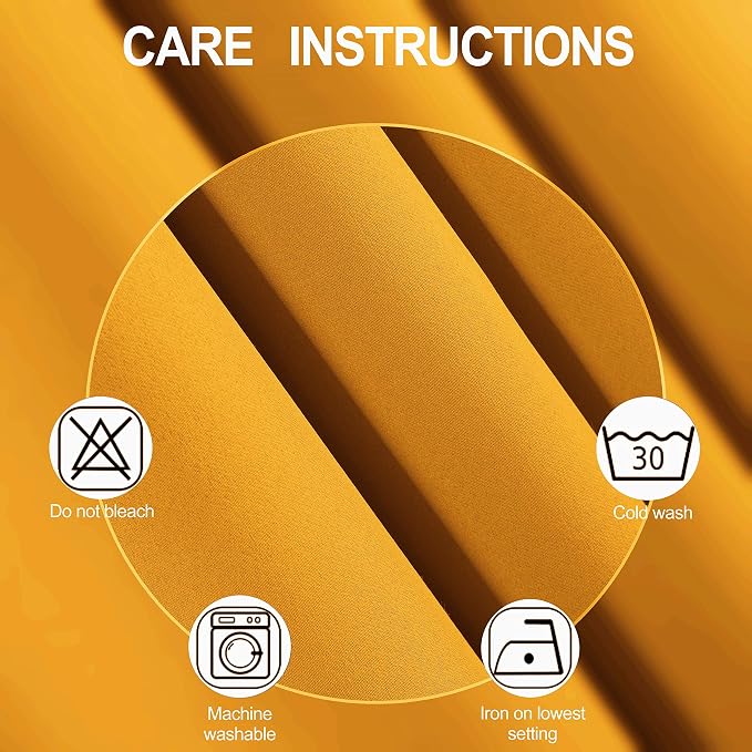 LEMOMO Yellow Thermal Blackout Curtains/52 x 63 Inch/Set of 2 Panels Room - Image 4