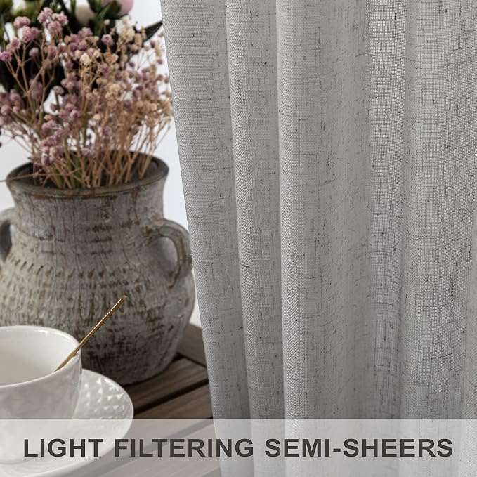 Grey Linen Curtains 63 Inch Length - Image 4