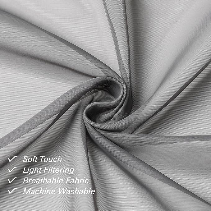 Lecloud Charcoal Grey Sheer Valances - Image 3
