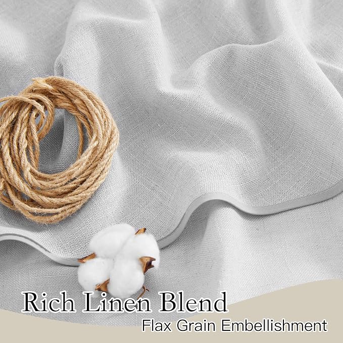 RYB HOME Bathroom Curtains Over Sink 36 inches Length, Linen Blend Semi Sheer - Image 4