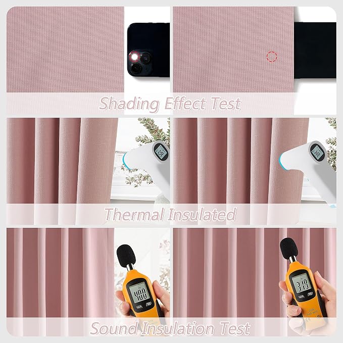 Guken 100% Blackout Linen Curtains 84 Inch 2 Panels Set - Image 5