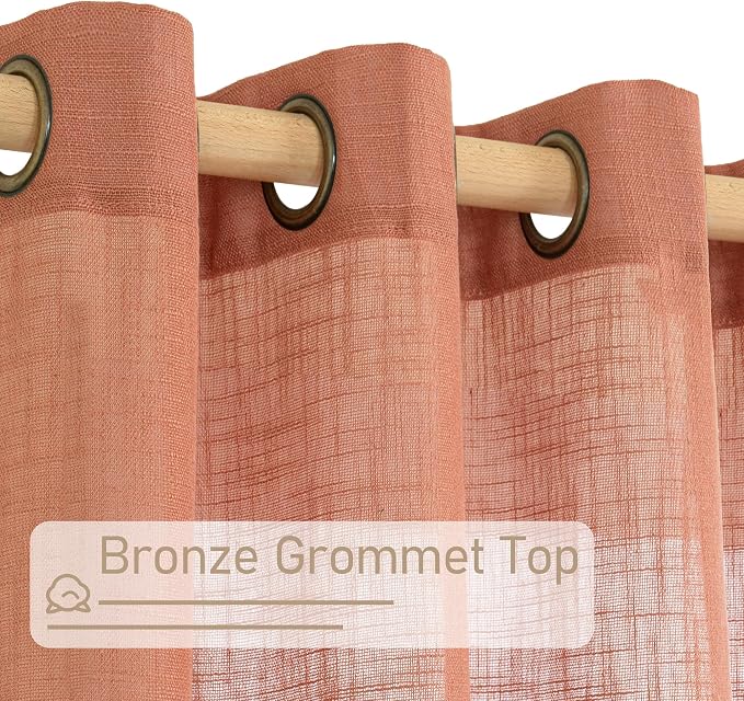 LAMIT Terracotta Linen Curtains 63 Inch - Image 4