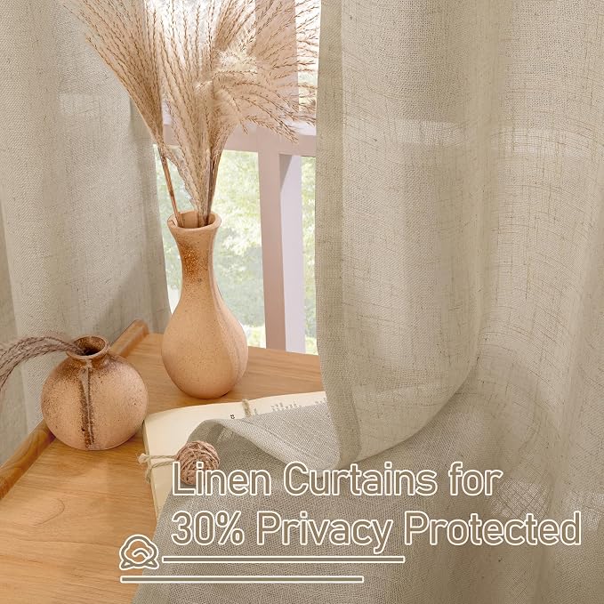 LAMIT 78 Inch Length Brown Linen Curtains - Image 5