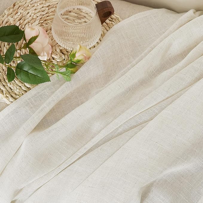 NICETOWN Linen Curtains for Bedroom 95 inch Long, Rod Pocket & Back Tab Flax - Image 6