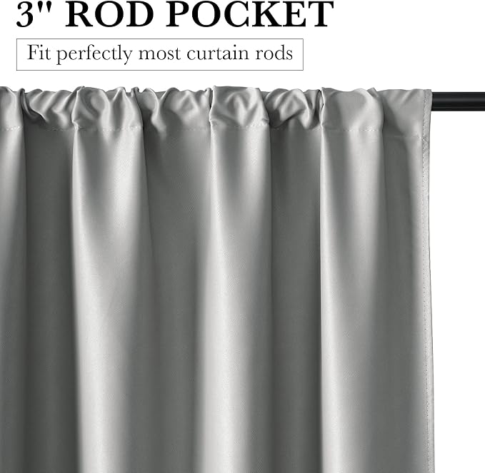 RYB HOME Bedroom Blackout Curtains 80 inches Long, 100% Blackout Thermal - Image 2