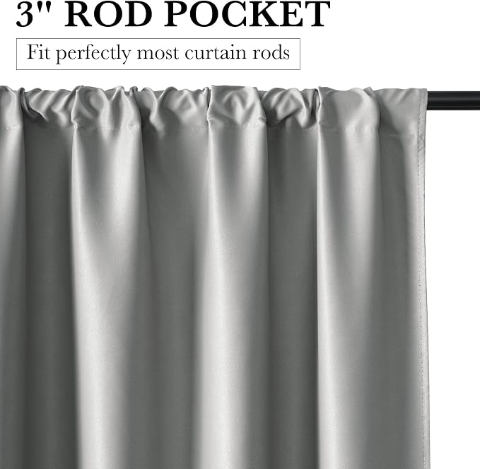 RYB HOME Bedroom Blackout Curtains 63 inches Long, 100% Blackout Thermal - Image 2