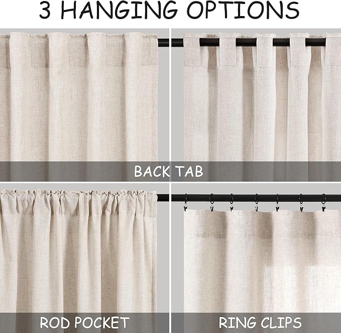 Beige Linen Curtain 96 inches Long - Image 3