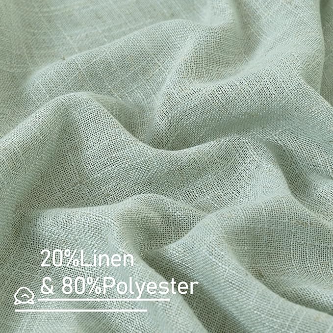 LAMIT 63 Inch Semi Sheer Linen Curtains, Light Filtering Panels Back Tab and - Image 2