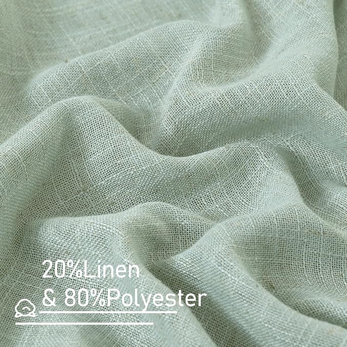 LAMIT Light Sage Linen Curtains 45 Inches Long - Image 2
