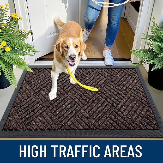 OLANLY Front Door Mat Outside Entrance 35x23, Heavy Duty Sturdy Natural Rubber - Image 5